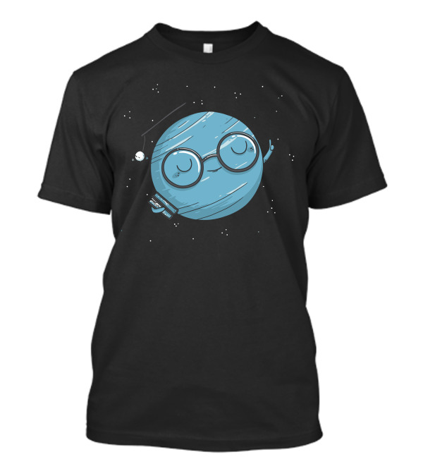 Uraknow Cartoon Planet With Glasses And Floating Satellite T-Shirt