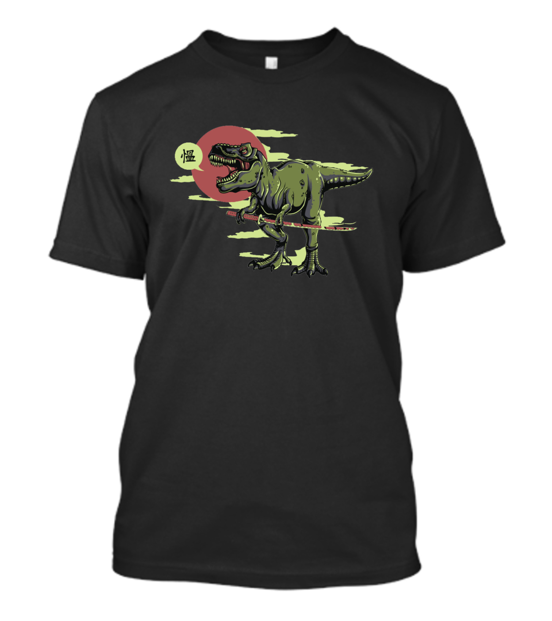 Weeaboo Wepanese Samurai Dinosaur With Red Circle And Kanji T-Shirt