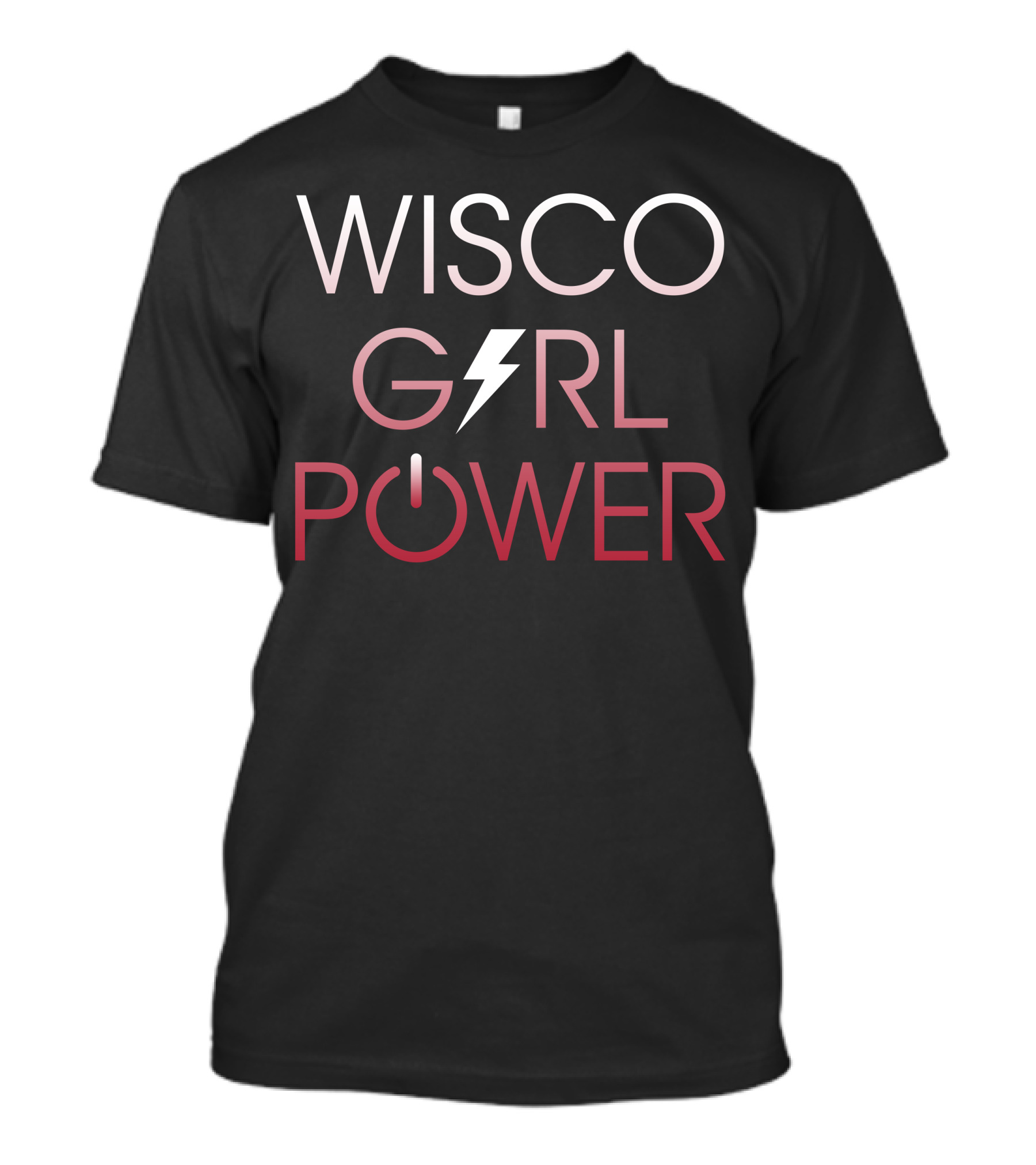 Wisco Girl Power Lightning Bolt Power Button T-Shirt