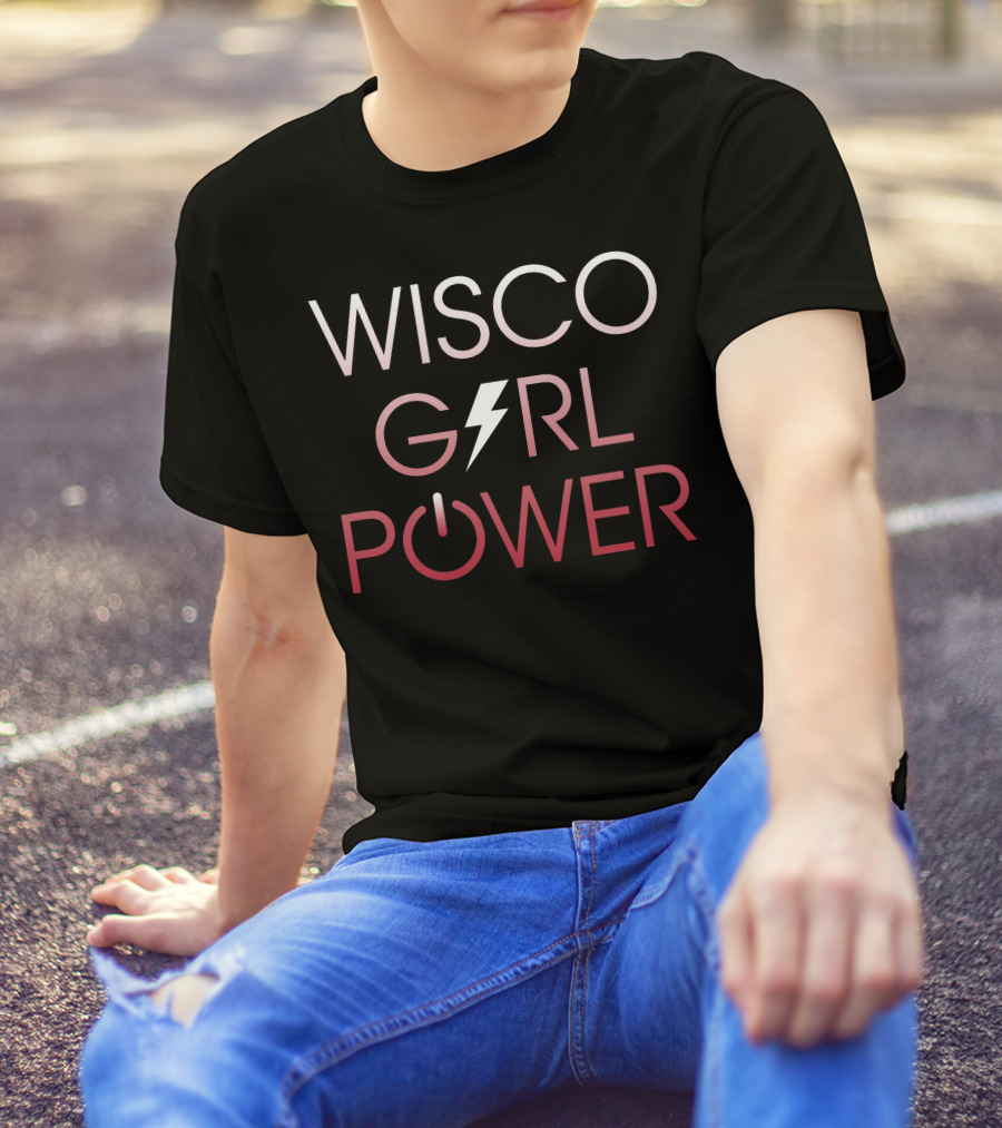 Wisco Girl Power Lightning Bolt Power Button T-Shirt