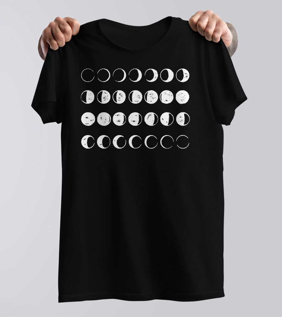 Phases Of The Moon Cycle White Grunge T-Shirt