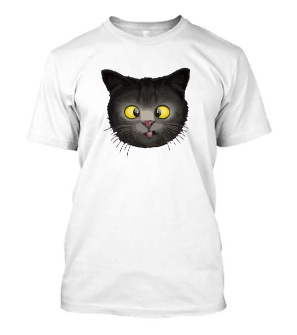 Purple Octopus Playing The Bagpipes Black Cat Face Yellow Eyes T-Shirt