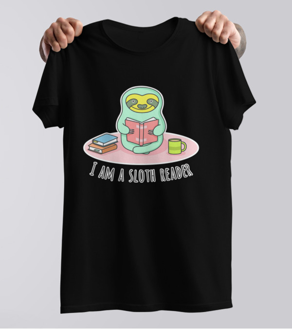 I Am A Sloth Reader With Books And Mug T-Shirt