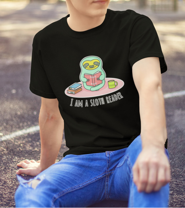 I Am A Sloth Reader With Books And Mug T-Shirt