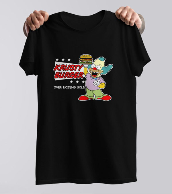 Krusty Burger Over Dozens Sold Clown Holding Burger T-Shirt