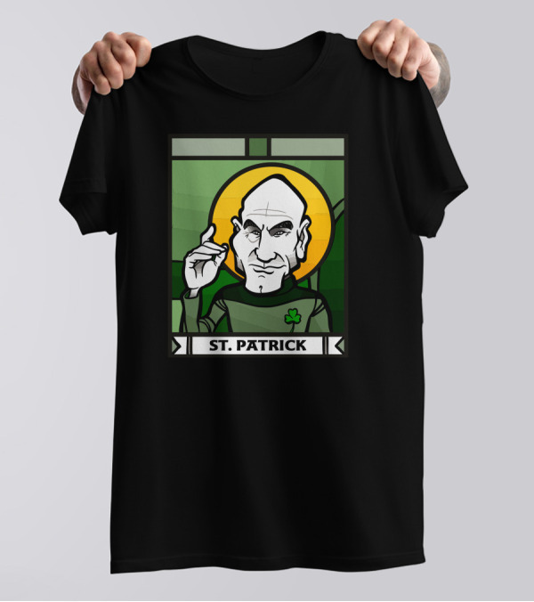 St. Patrick Comic Style Shamrock Character T-Shirt