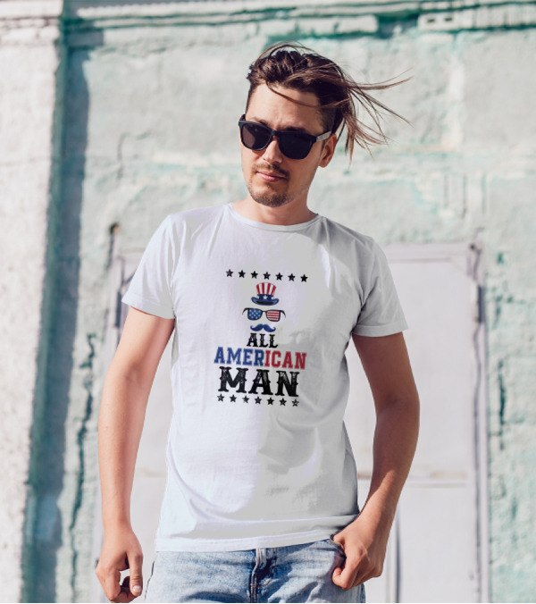 All American Man Patriotic Flag Sunglasses 4th Of July T-Shirt