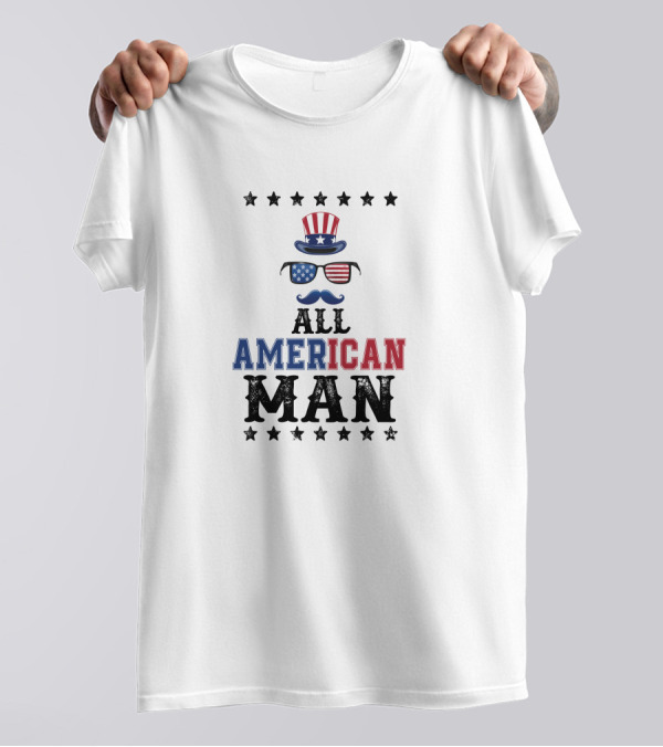 All American Man Patriotic Flag Sunglasses 4th Of July T-Shirt