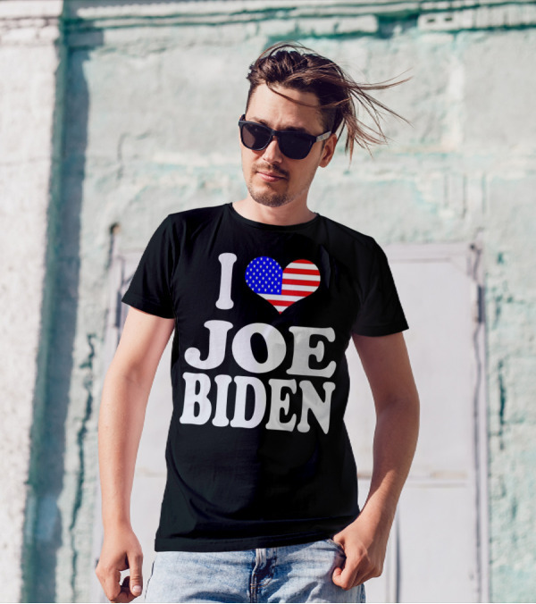 I Heart Joe Biden With American Flag T-Shirt