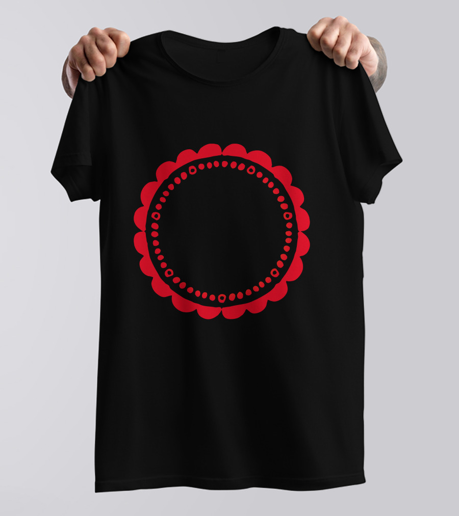 My Papa My World Red Scalloped Circle Typography T-Shirt