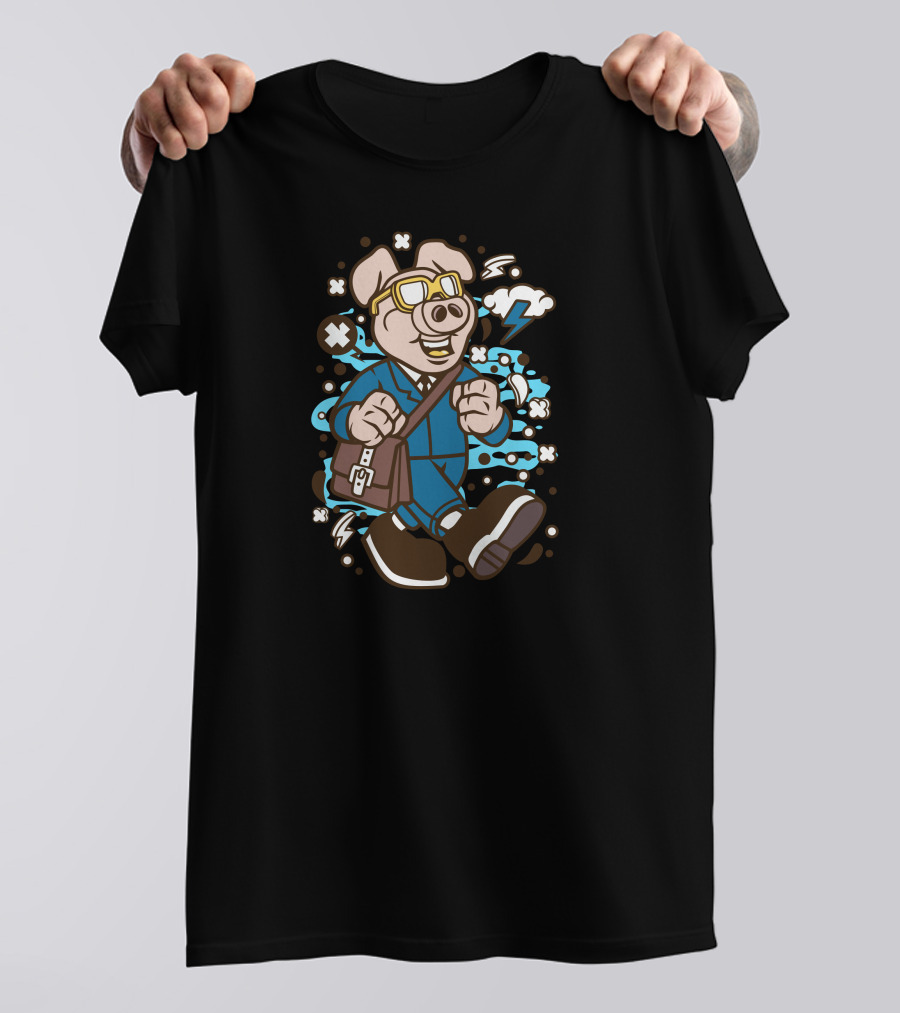 Pig In Business Suit With Briefcase And Glasses T-Shirt