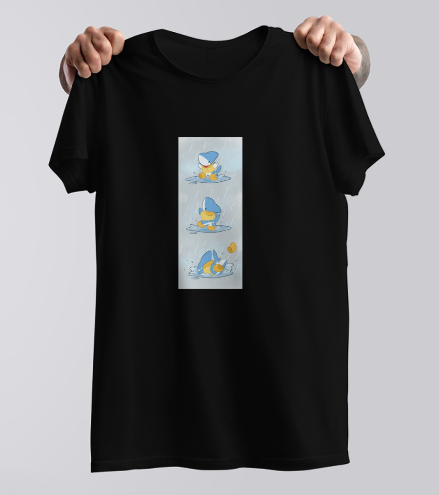 Shark Hat Duck Playing In The Rain T-Shirt
