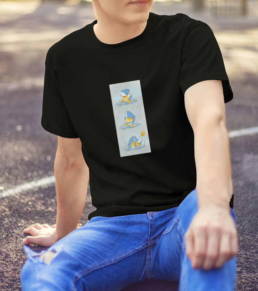 Shark Hat Duck Playing In The Rain T-Shirt