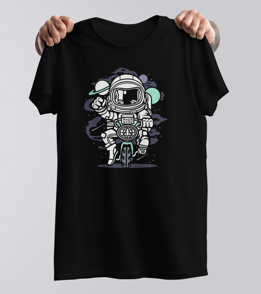 Astronaut Journey Through The Cosmos On Space Bike T-Shirt