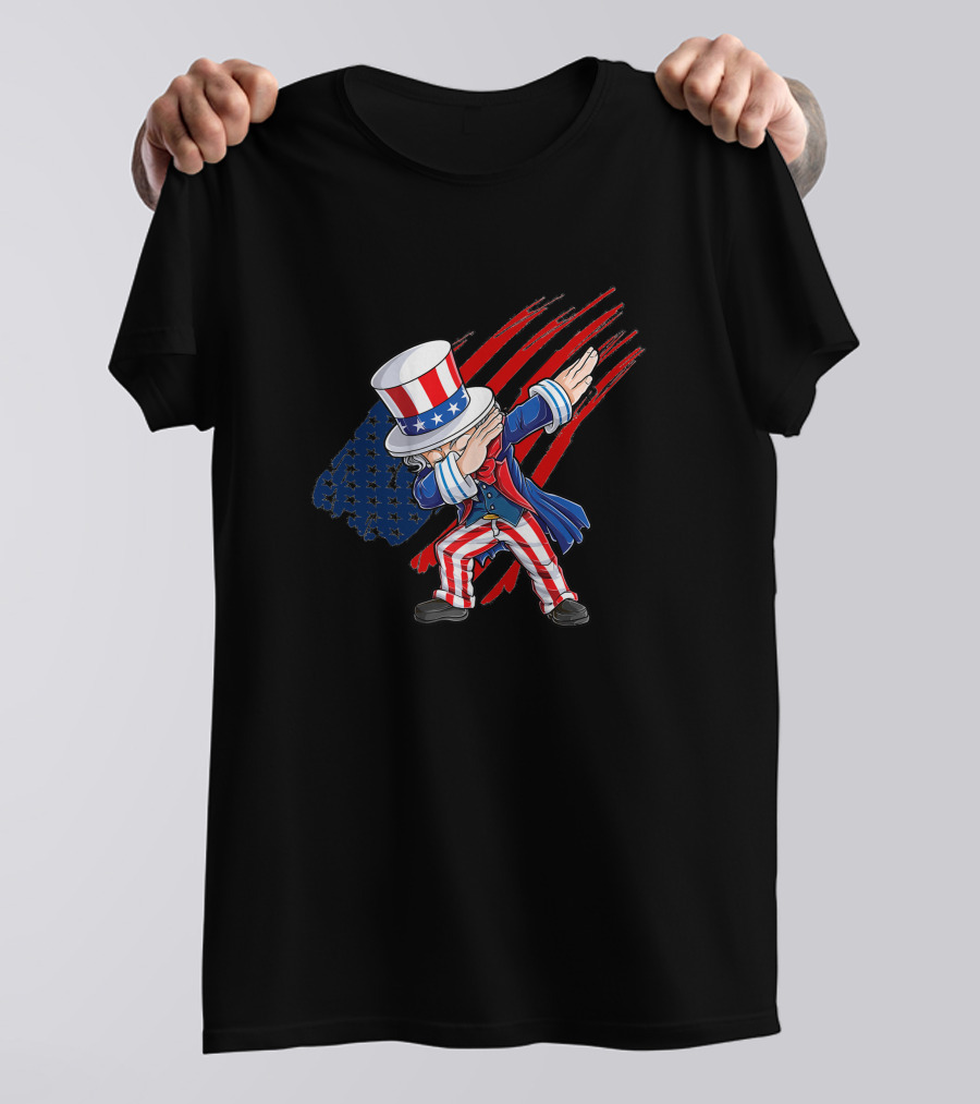 Dabbing Uncle Sam American Flag 4th Of July Patriotic T-Shirt