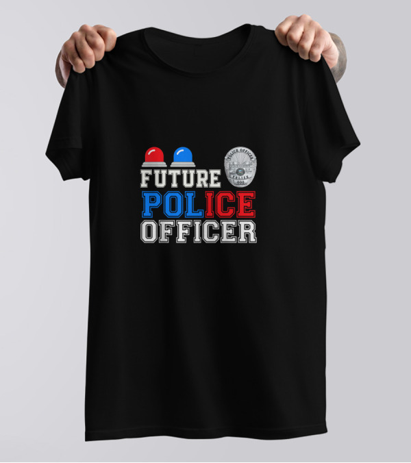 Future Police Officer Badge And Lights Enthusiast Kids T-Shirt