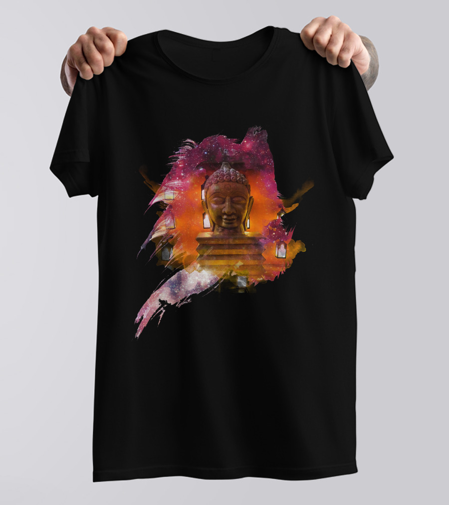 Galaxy Lanterns Buddha Vector T-Shirt