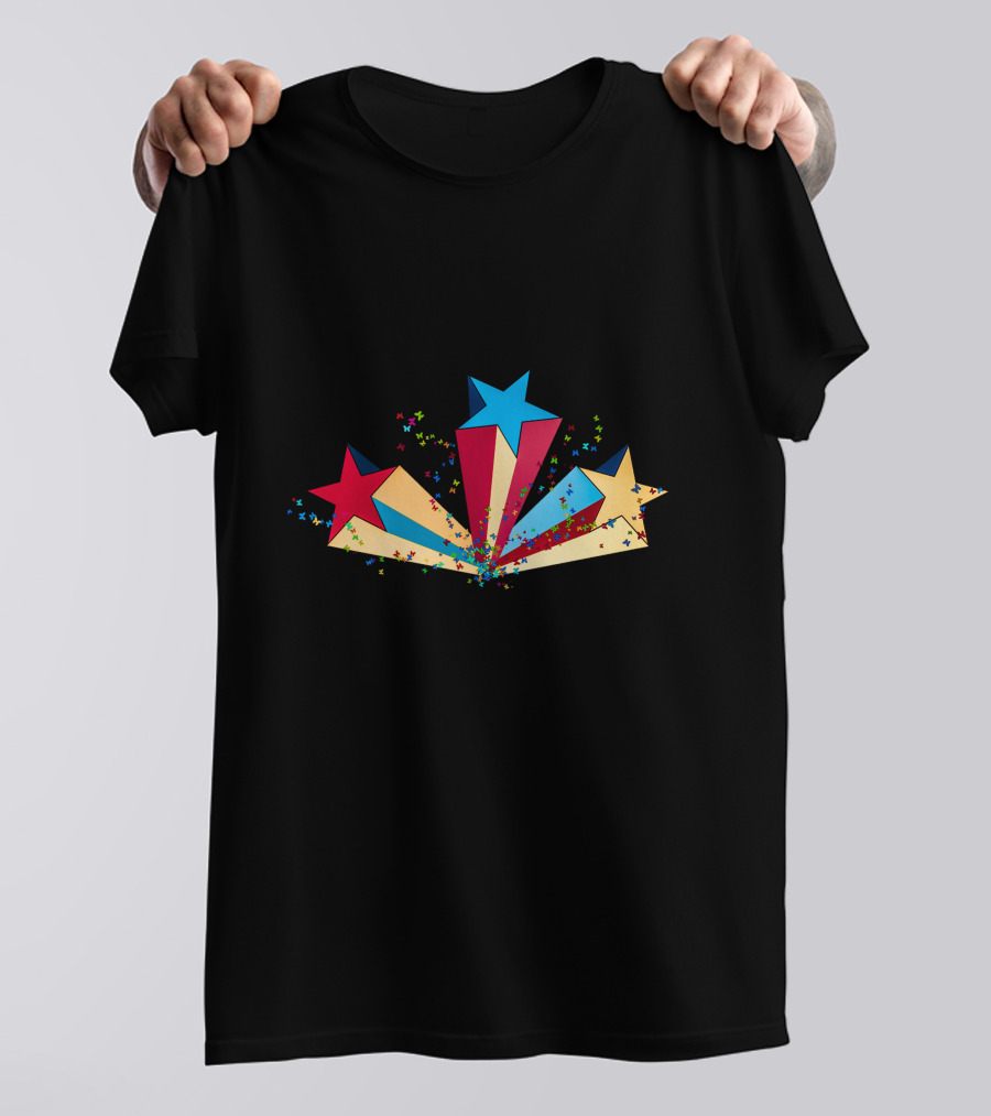 Unique Colorful Starburst Red Blue Yellow Explosion T-Shirt