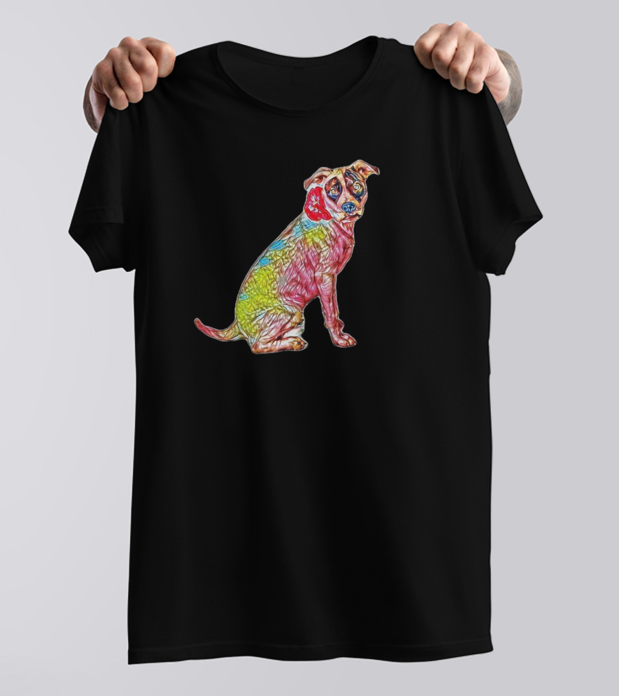 A Beautiful White And Colorful Dog T-Shirt