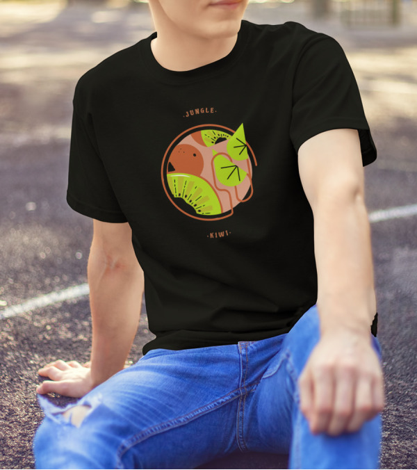 JUNGLE Kiwi Fruit Slice With Abstract Jungle Elements T-Shirt