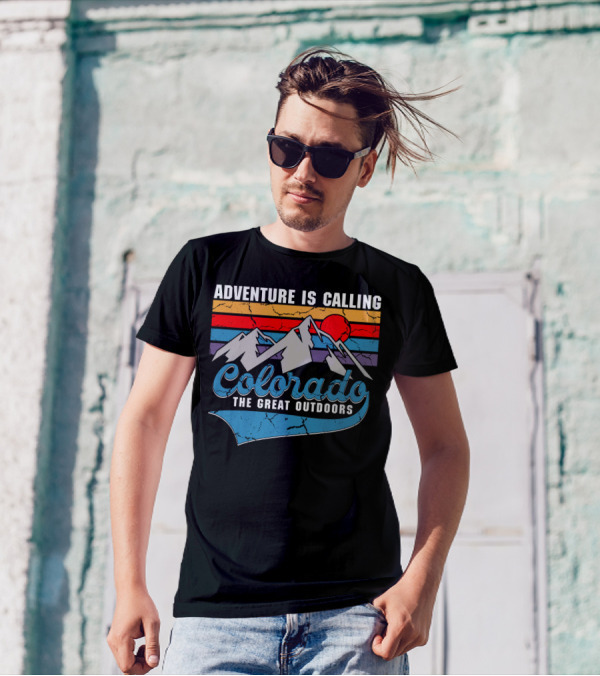 Adventure Is Calling Colorado Mountains Sunset The Great Outdoors T-Shirt