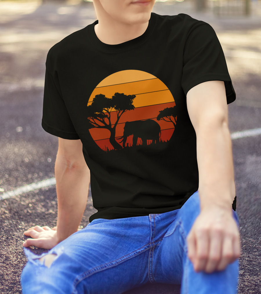 Safari Elephant Sunset Africa T-Shirt
