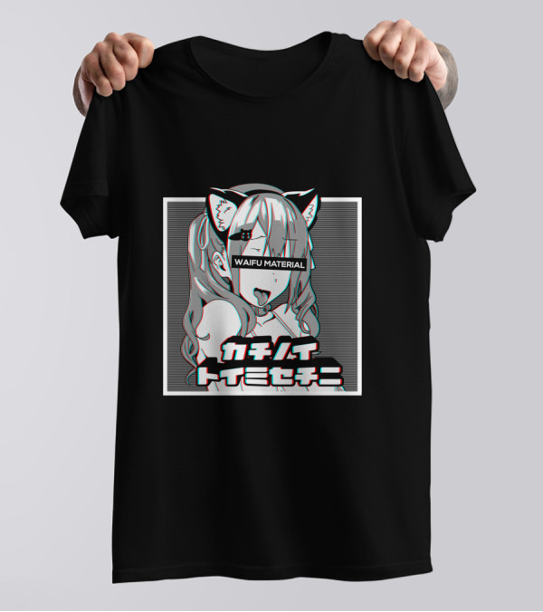 Waifu Material Ahegao Neko Girl Cosplay Aesthetic T-Shirt