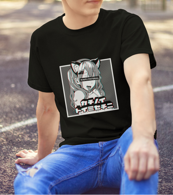 Waifu Material Ahegao Neko Girl Cosplay Aesthetic T-Shirt