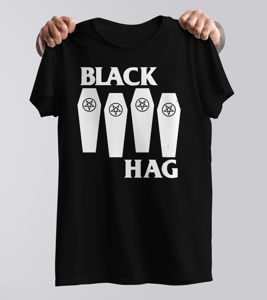 Black Hag Coffins Pentagram Occult Goth T-Shirt
