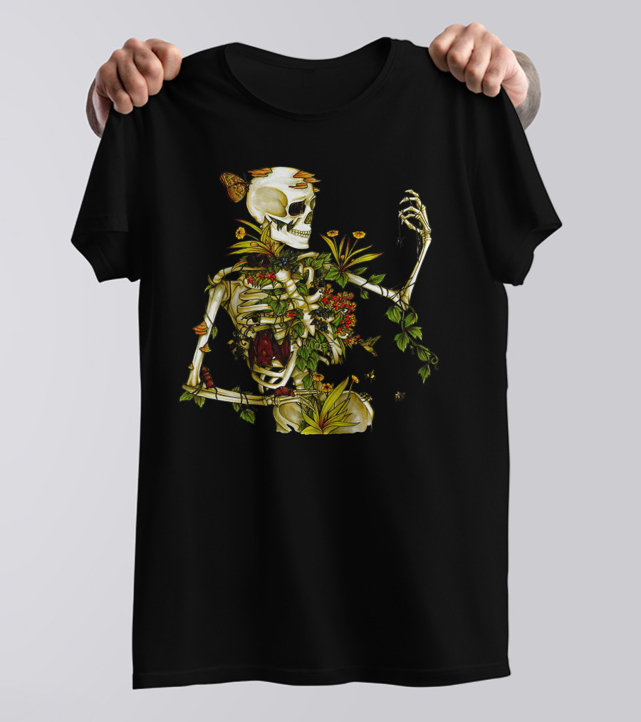 Bones And Botany Skeleton With Flowers And Vines T-Shirt