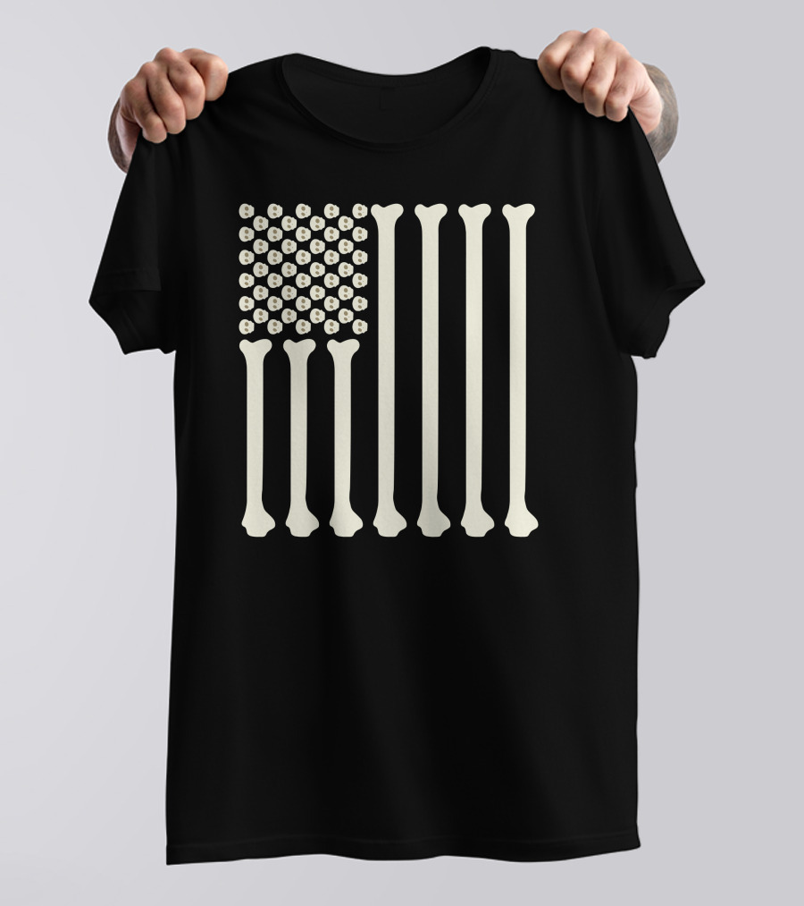 Bones And Skulls American Flag T-Shirt