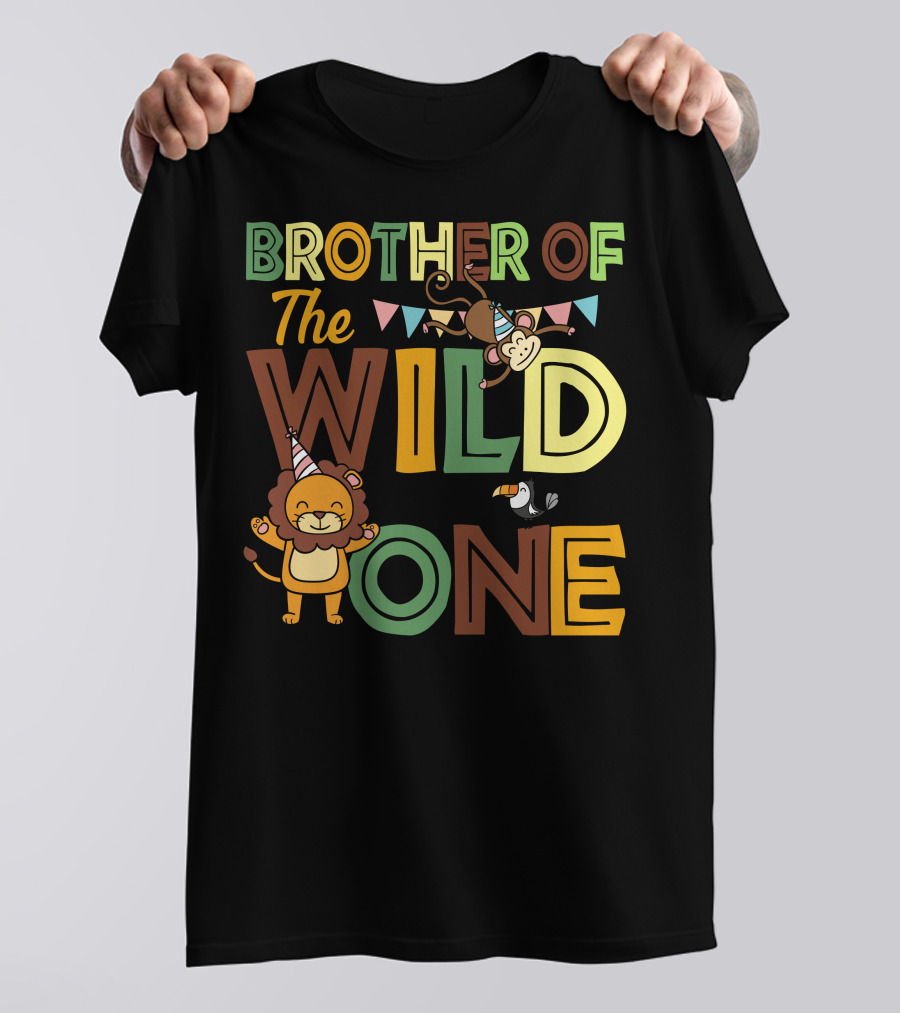 BROTHER OF THE WILD ONE LION MONKEY TOUCAN PARTY T-Shirt