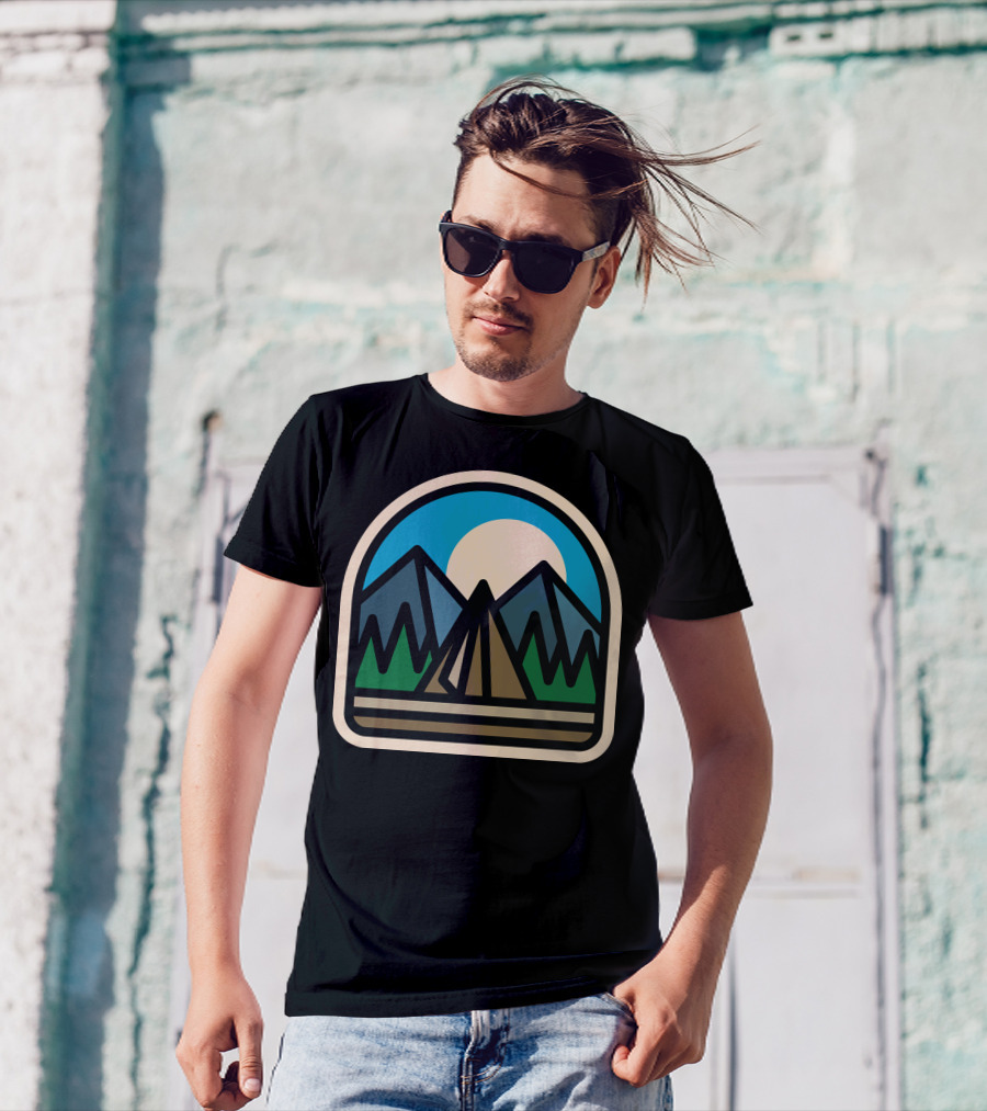 Camp Bold Mountain Adventure Moonlit Tent Scene T-Shirt