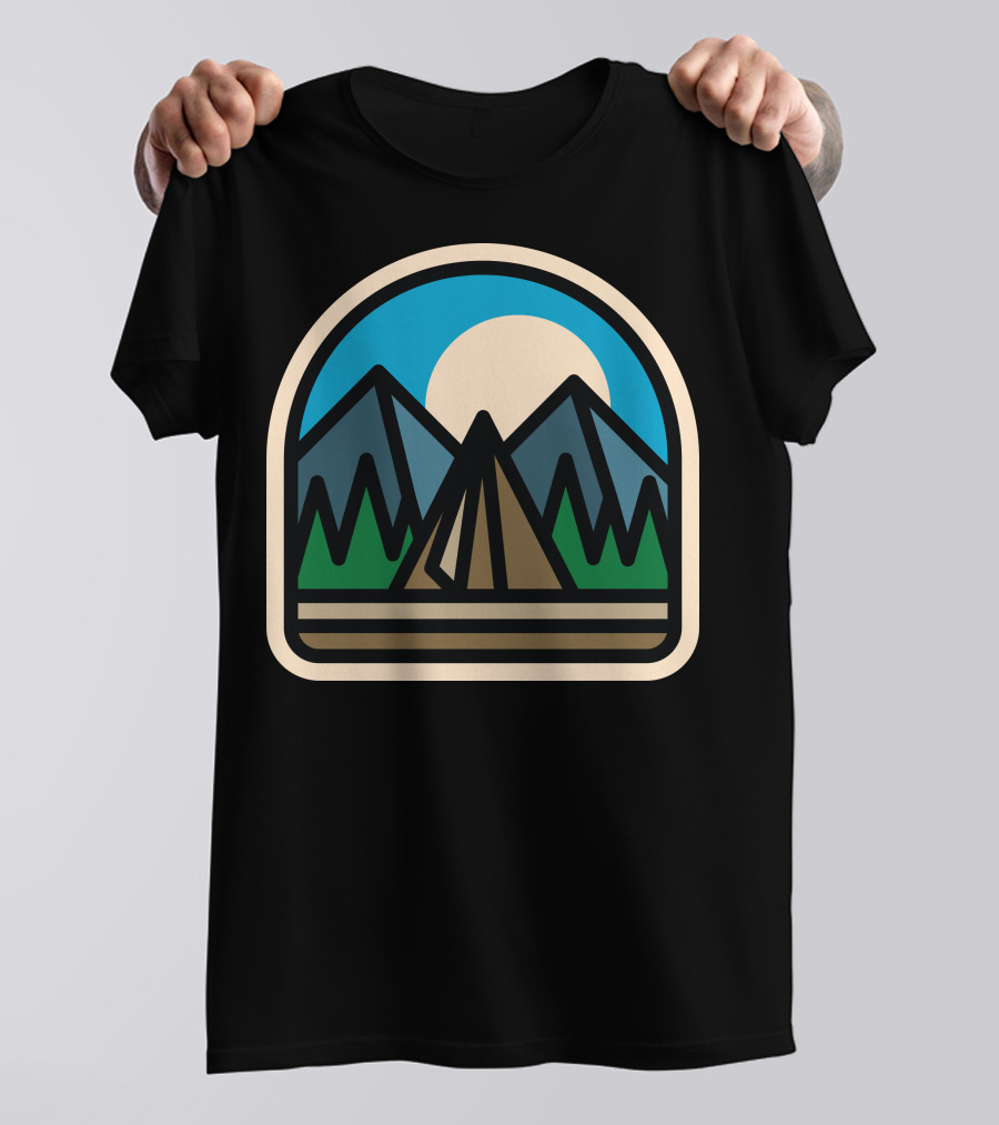 Camp Bold Mountain Adventure Moonlit Tent Scene T-Shirt