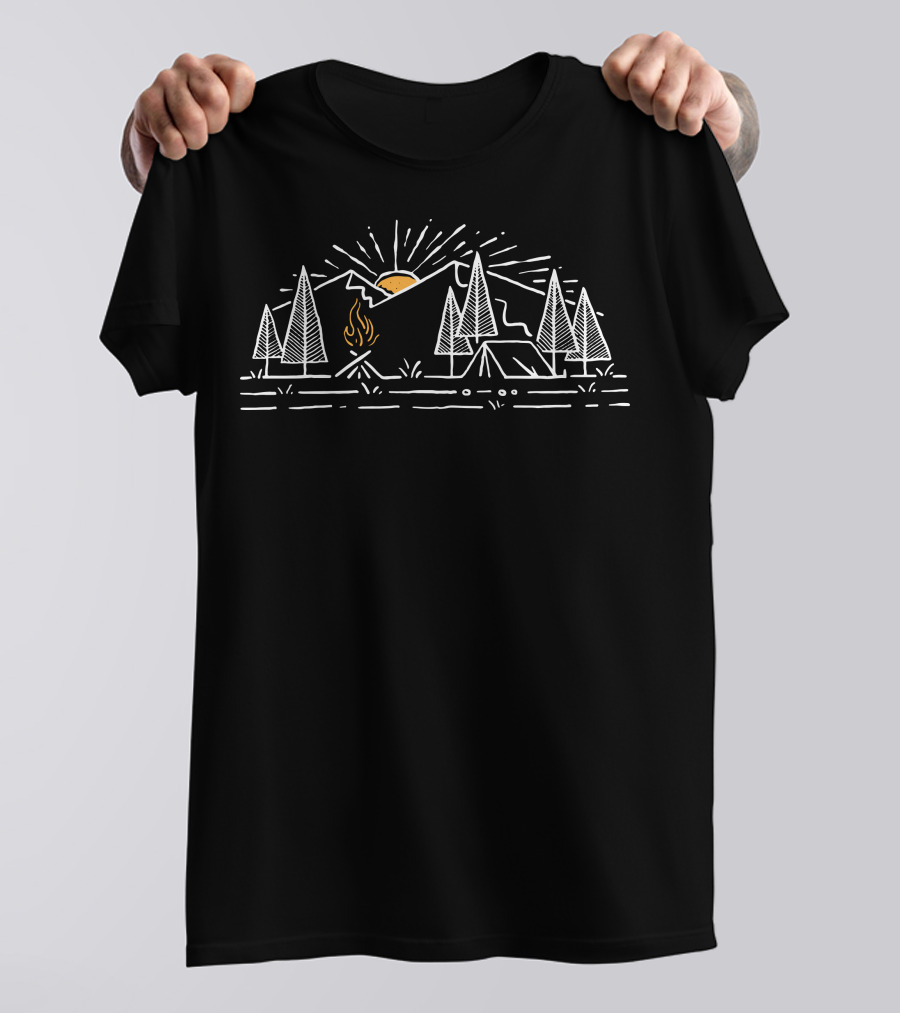 Campfire Sunrise In The Mountains T-Shirt