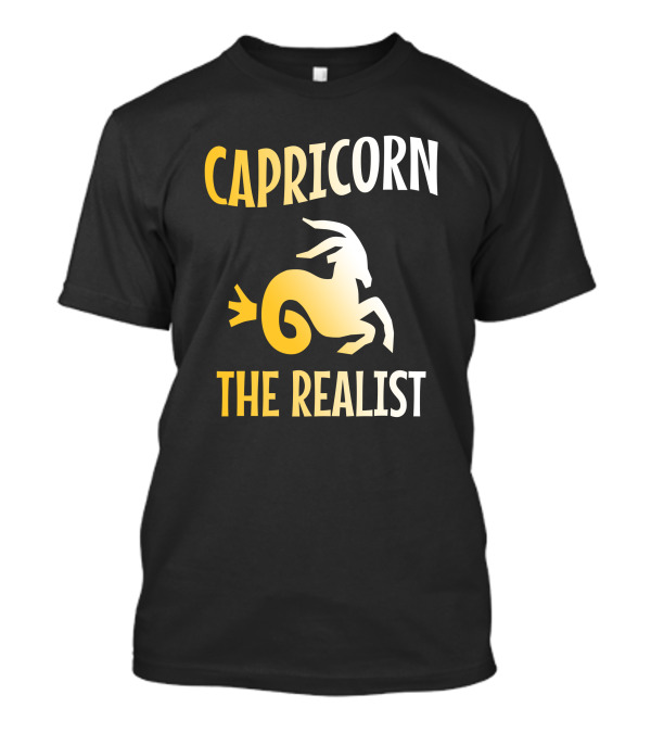 Capricorn The Realist Zodiac Sign Symbol In Yellow And White T-Shirt