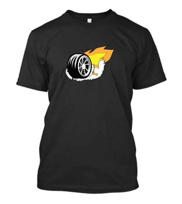 Car Wheel Burnout Flames And Smoke T-Shirt