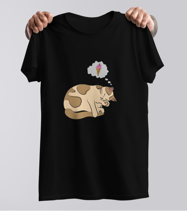 Sleeping Cat With Ice Cream Dream T-Shirt