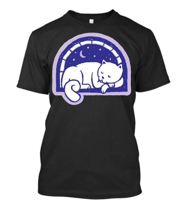 Cat Sleep Under Starry Moonlit Sky T-Shirt