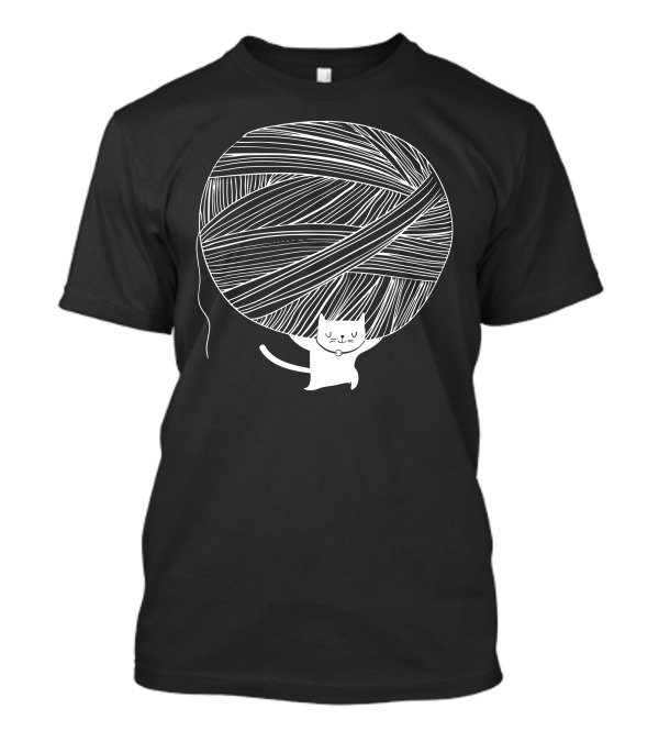 Catlas Yarn Ball Cat Holding Playful Feline T-Shirt