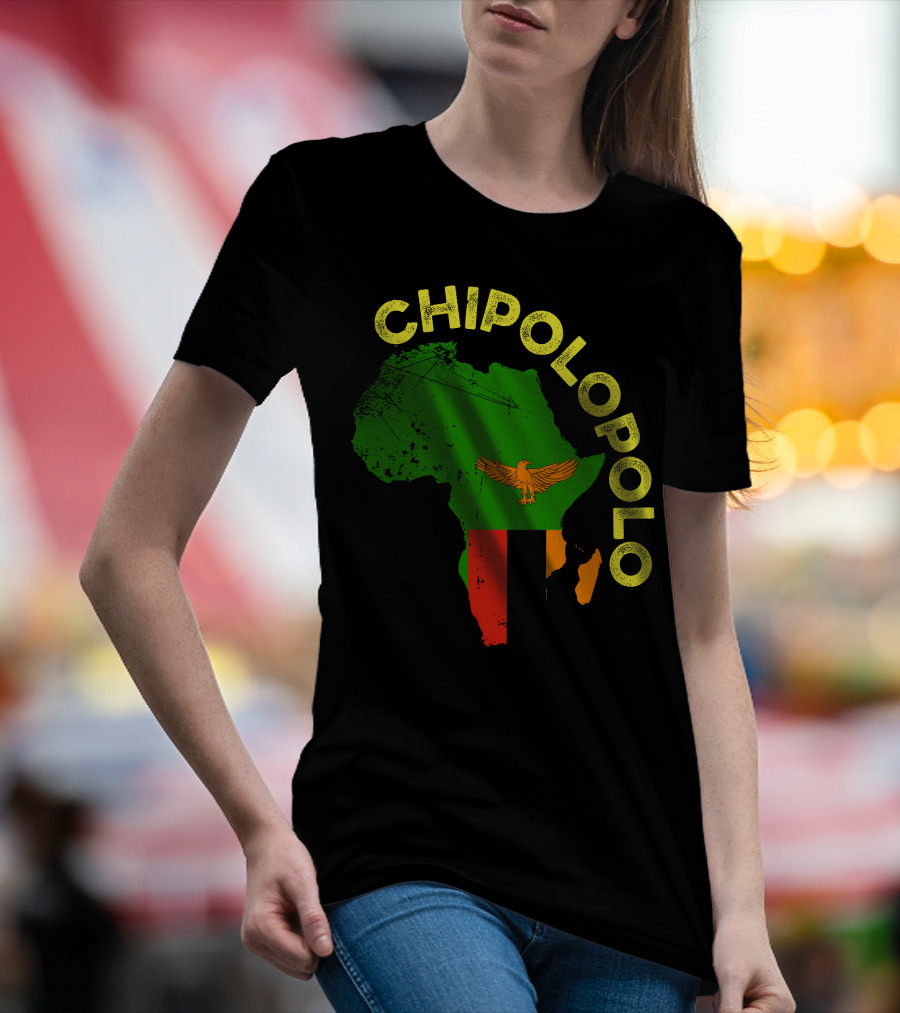 Chipolopolo Africa Map With Zambian Flag And Eagle T-Shirt