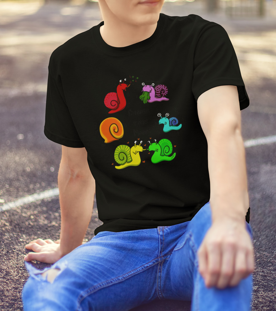 Choose Your Mood Snails Eating Hearts Stars ZZZ T-Shirt