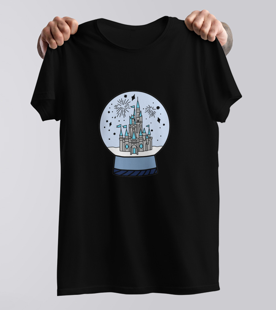 Cinderella Castle Snow Globe With Fireworks T-Shirt
