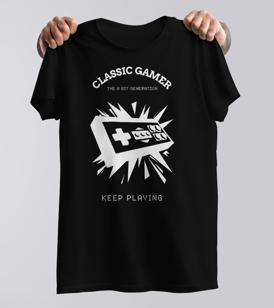 Classic Gamer The 8 Bit Generation Keep Playing Gamepad Explosion T-Shirt