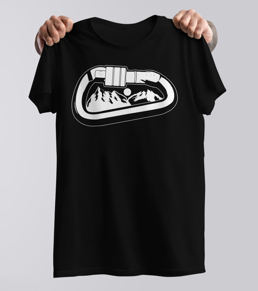 Climb Mountain Sunset In Carabiner T-Shirt