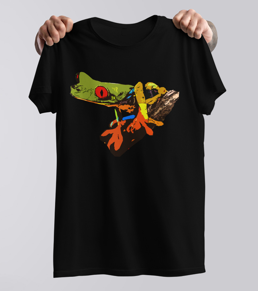 Colored Frog Pop Art Style Vibrant Tree Branch T-Shirt