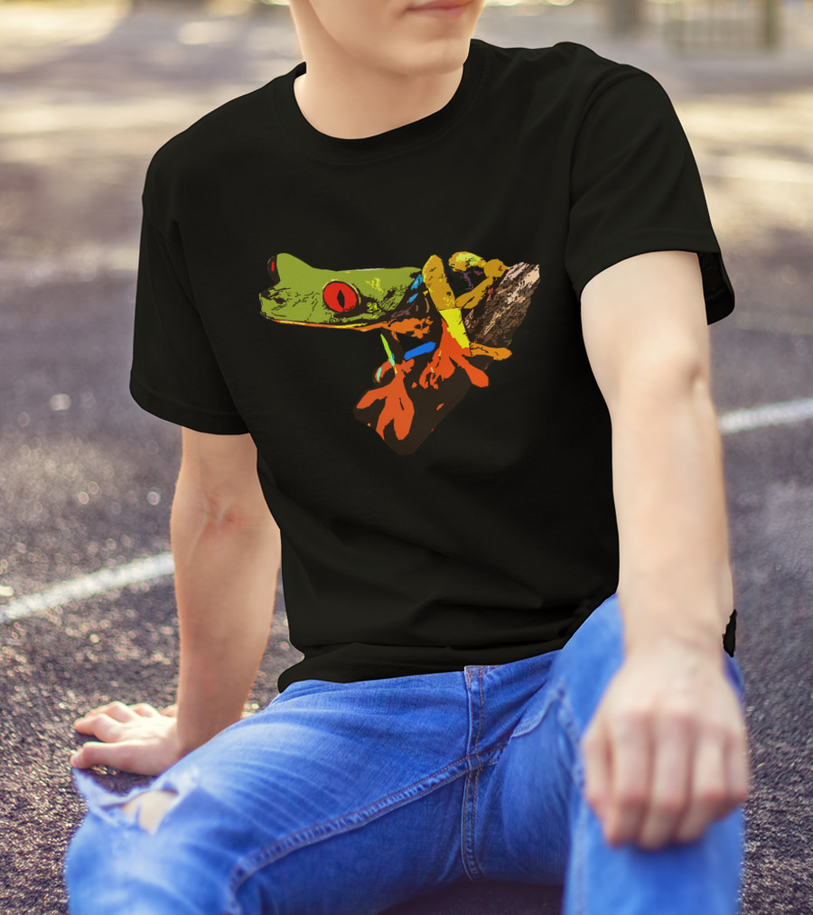 Colored Frog Pop Art Style Vibrant Tree Branch T-Shirt