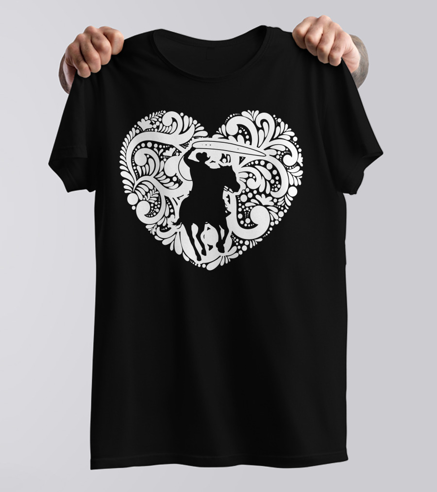 Country Heart Cowboy Rider In Ornate Heart T-Shirt