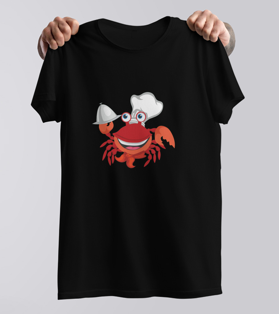 Crab Chef Hat Smiling Red Claw Cooking Serving Dish T-Shirt