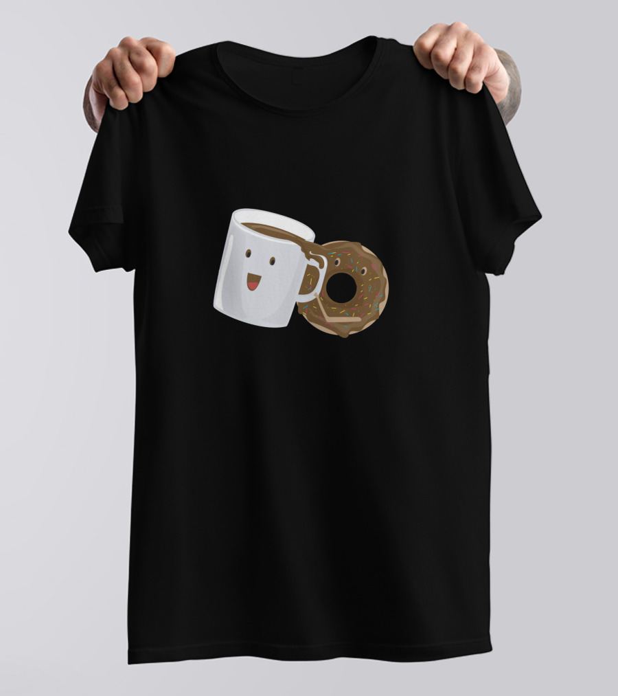 Cute Donut And Coffee Happy Breakfast Friends T-Shirt